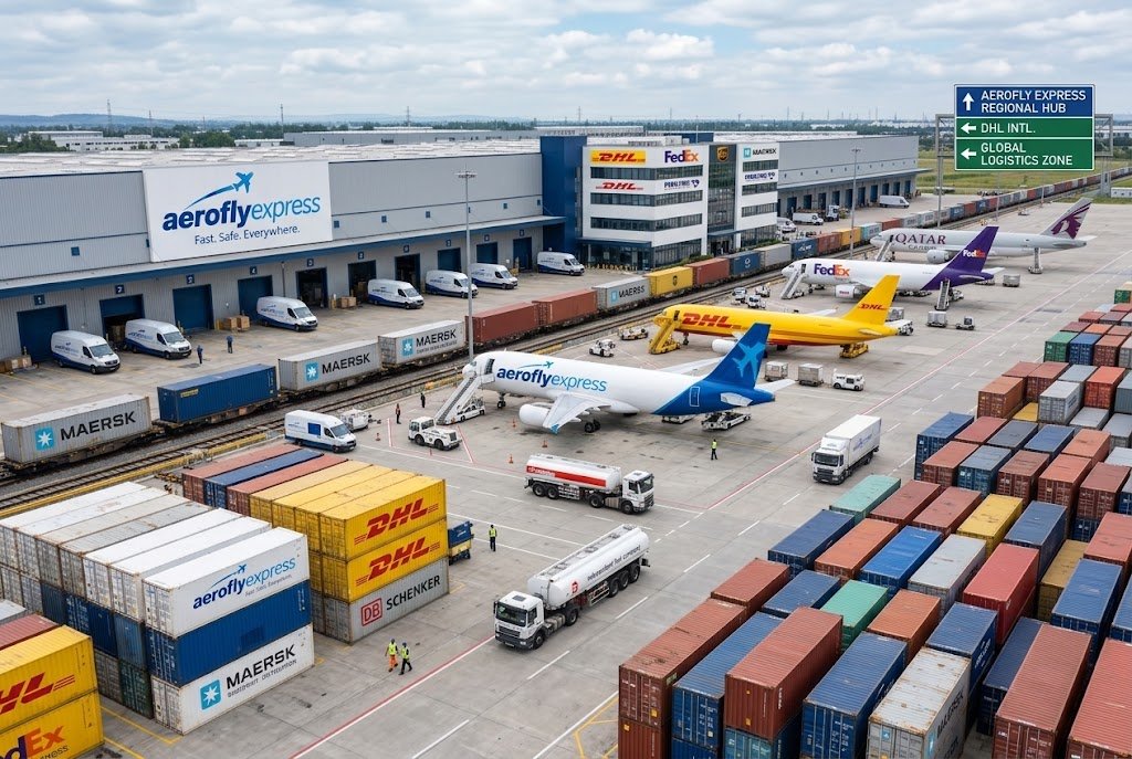 Aircraft representing global courier transportation